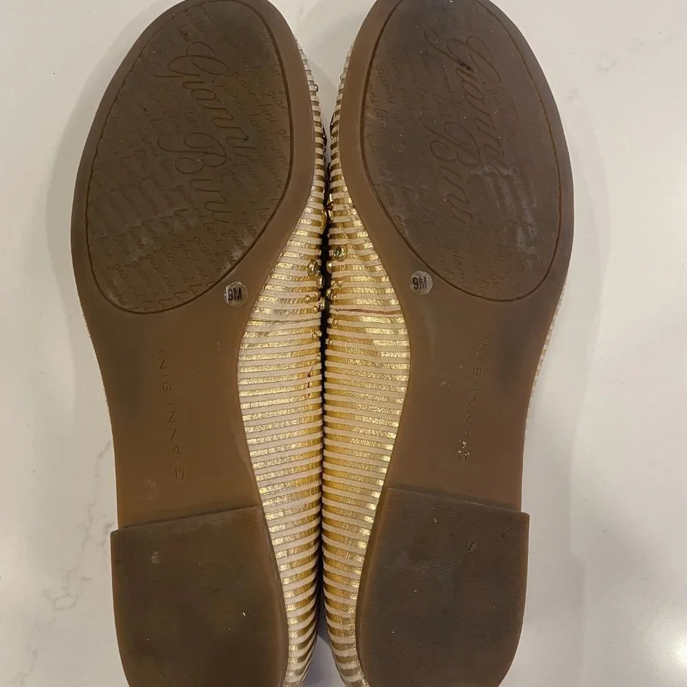 Gianni Bini Gold Striped Jeweled Flats - Picture 2 of 4